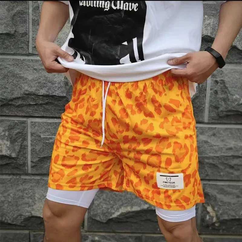 New sports shorts mens sports shorts double-layer running shorts 2 at the bottom of the beach summer gym training jogging shorts W250219