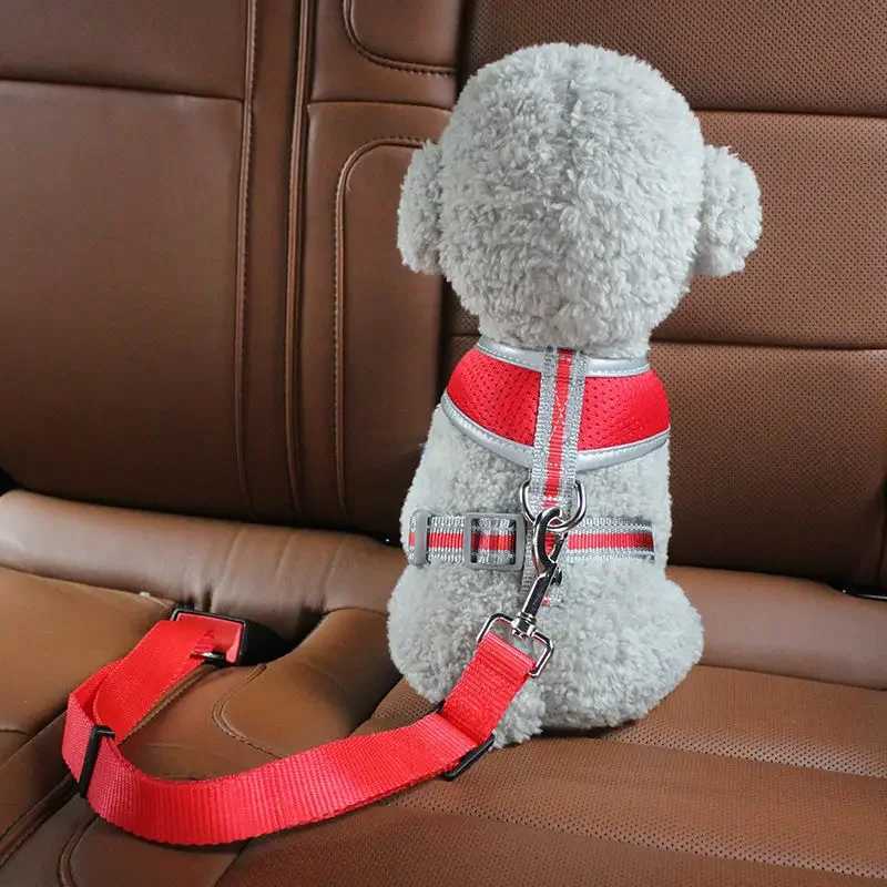 Dog Car Seat Belt Safety Protector Travel Pets Accessories Dog Leash Collar Breakaway Solid Car Harness Pet Car Seat BeltsXJ250218