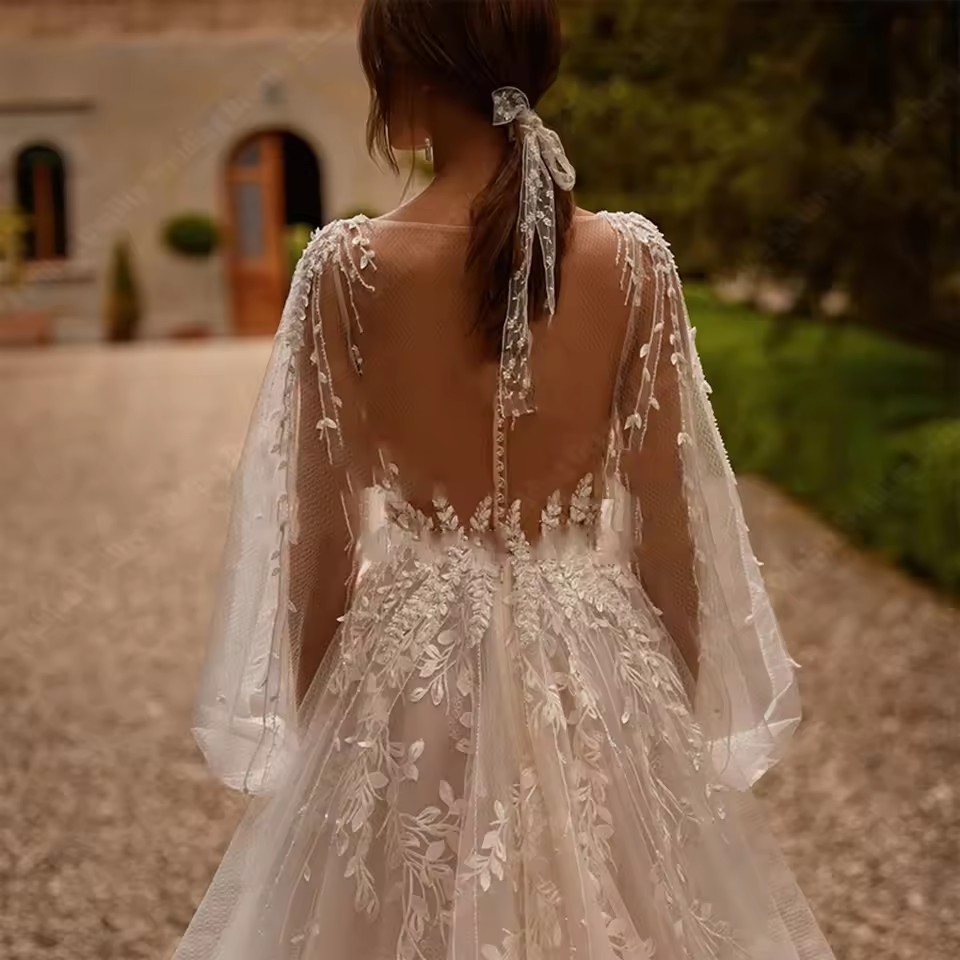 Pleat A Line Wedding Dress 2025 Side Slit Vestido De Noiva Satin Appliqued Women V Neck Bridal Gown Bridal Party Gowns Custom Made Beach Brides Gowns 