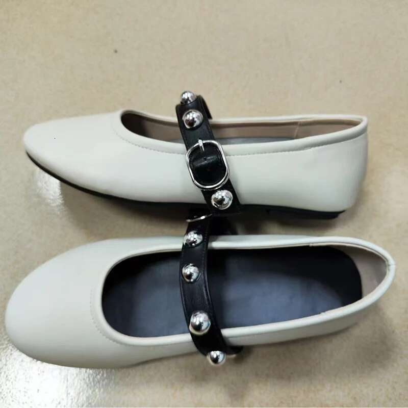 Rivet strap ballet flats slip on casual women pumps