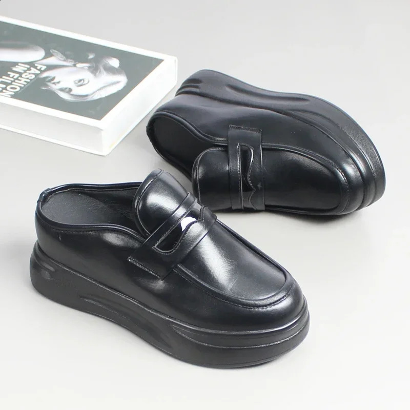 Spring/Summer Thick soled External Sandals 8CM Mule Shoes Womens Flat Shoes Womens Slippers Womens Slippers 250213