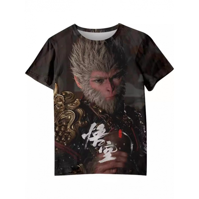 2025 Summer New Trendy Black Myth Wukong Men's Short Sleeve 3D Designer T-shirt Heat Sublimation Men's Casual Fashion Personalized Printed T