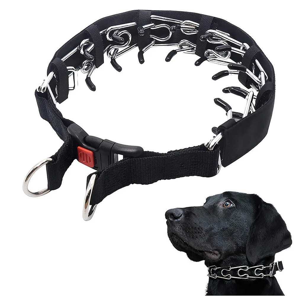 No Pull Nylon Cover Dog Prong Collar Dog Training Pinch Collar with Comfort Tip and Quick Release Buckle for All Sizes Dogs Pets W250219
