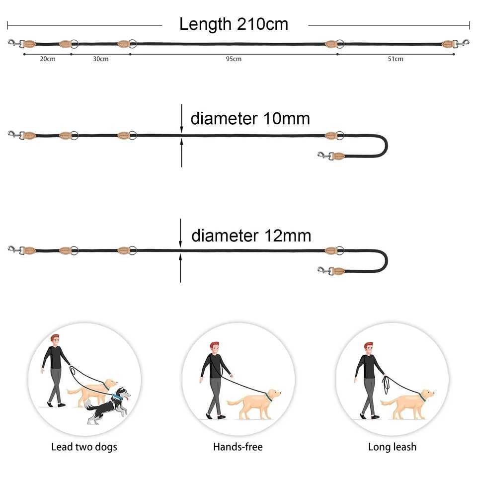 Multipurpose Dog Double Leash Medium Adjustable and Nylon Luxury Hands Free Small Dog Leash leashes For 2 DogsXJ250218