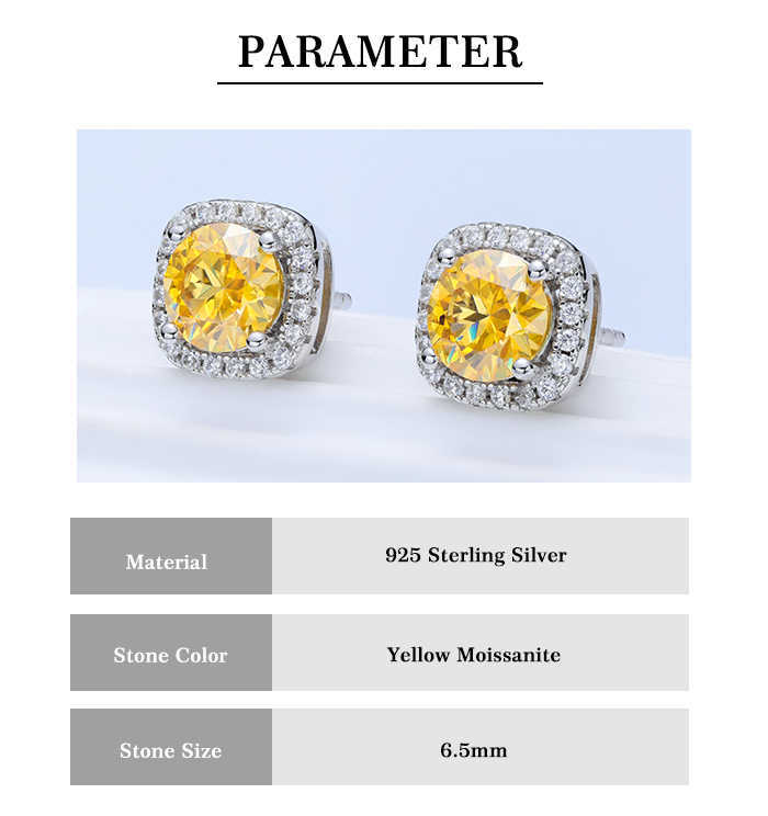 Luster GRA Certified 6.5mm Round Cut Yellow Moissanite Vintage Halo Moissanite Stud Earrings 925 Sterling Silver for Women