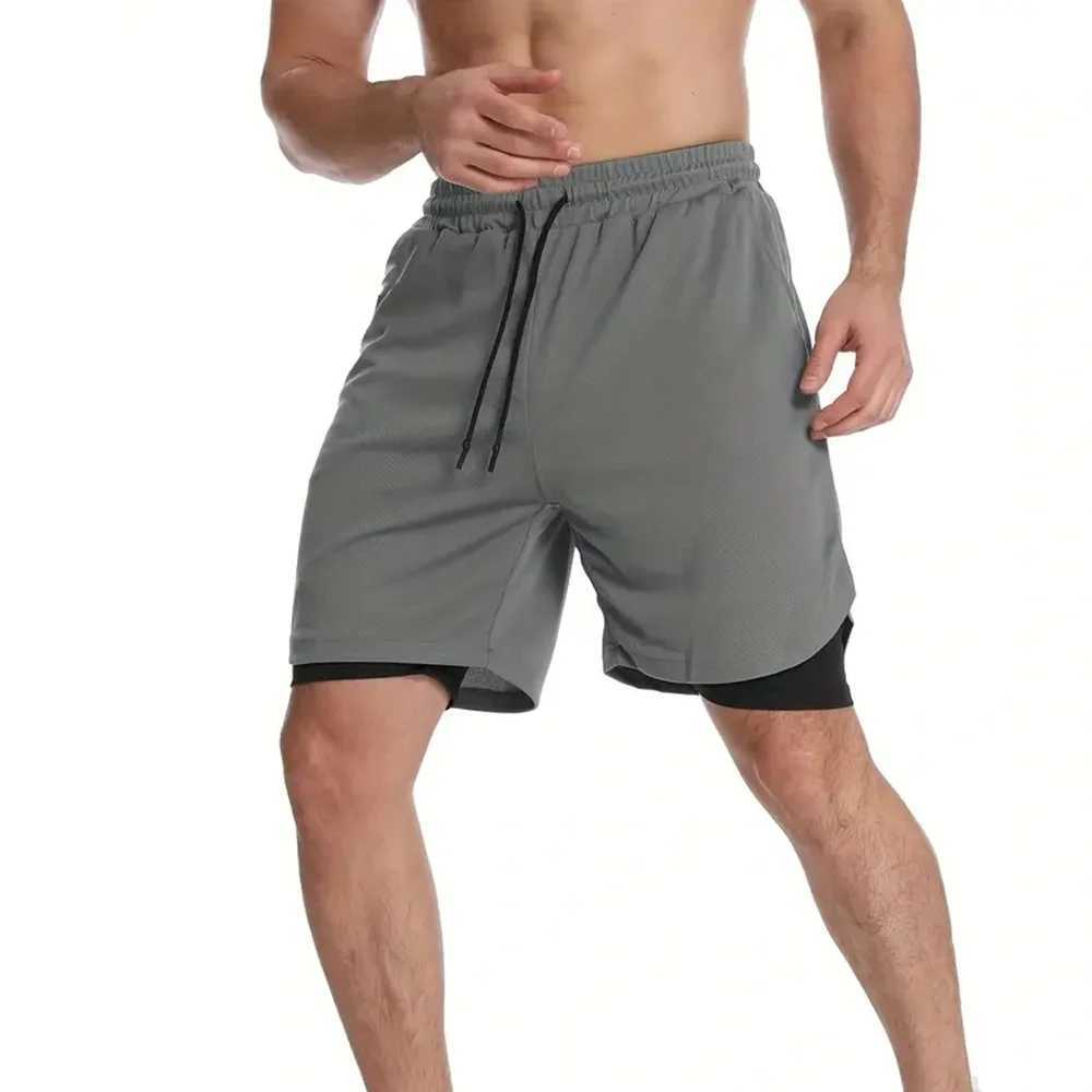 New Beach Mens Fitness Training Shorts Summer 2-inch Quick Drying Gym Running Double Layer Shorts Outdoor Sweatshirt Mens Shorts W250219