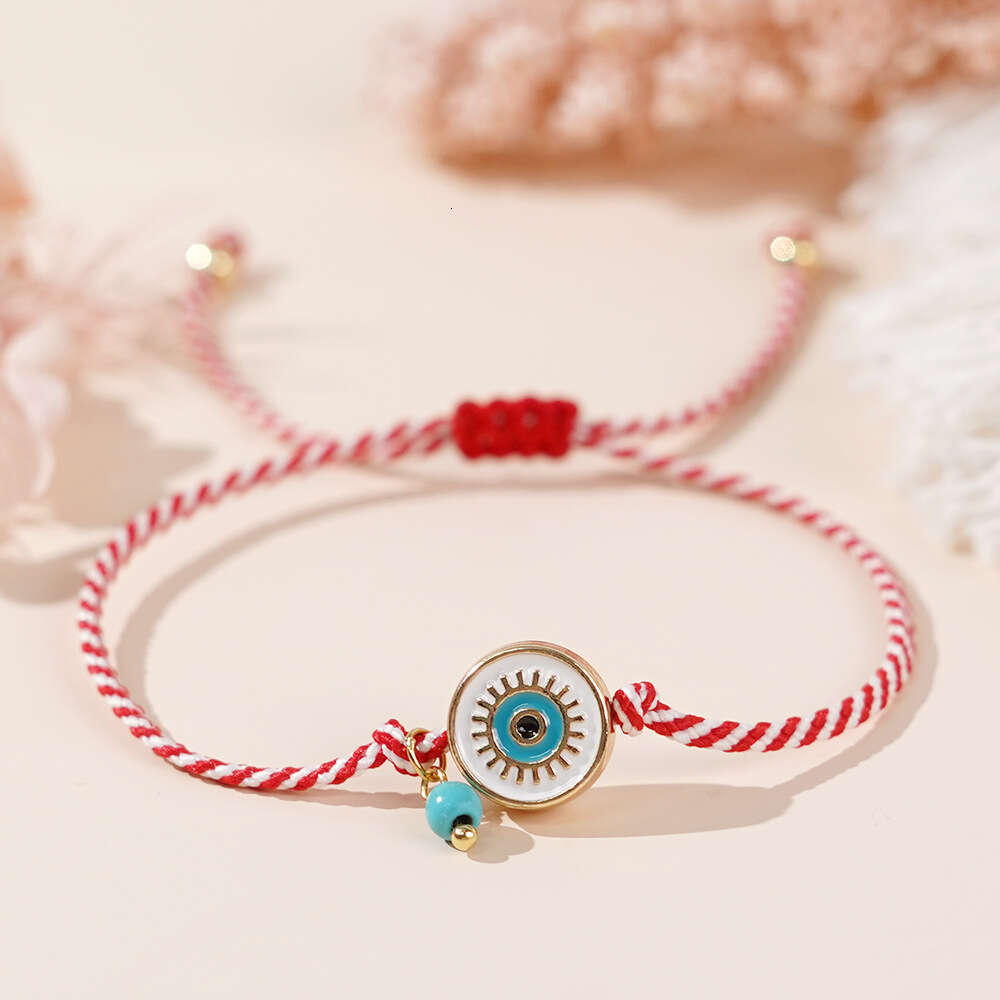 Fashionable minimalist Maltis with eyes, turquoise red and white rope, women's bracelet