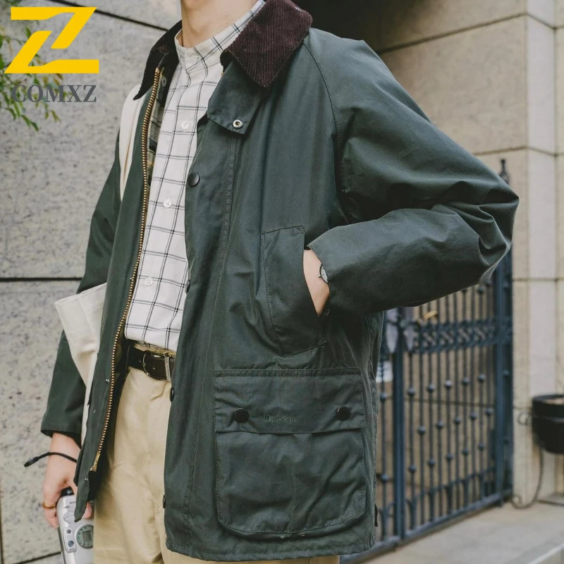 Vintage Street Jacket Mens Womens Autumn Highend Fashion Corduroy Plaid Windproof Coat Casual MultiPocket Loose 250210