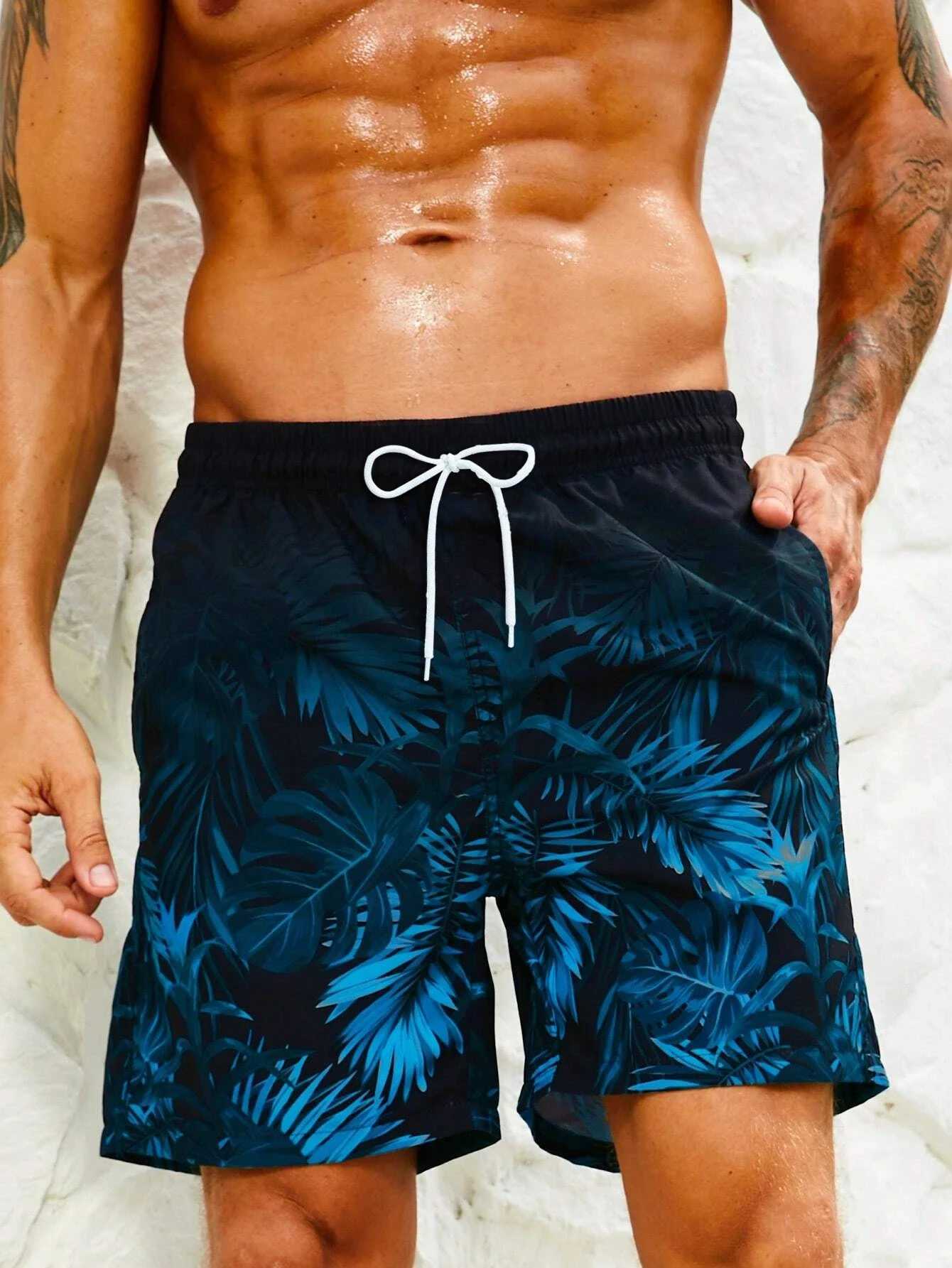 Mens quick-drying Hawaiian shorts with floral and leaf print 3D beachwear soft loose casual novelty summer novelty shorts W250219