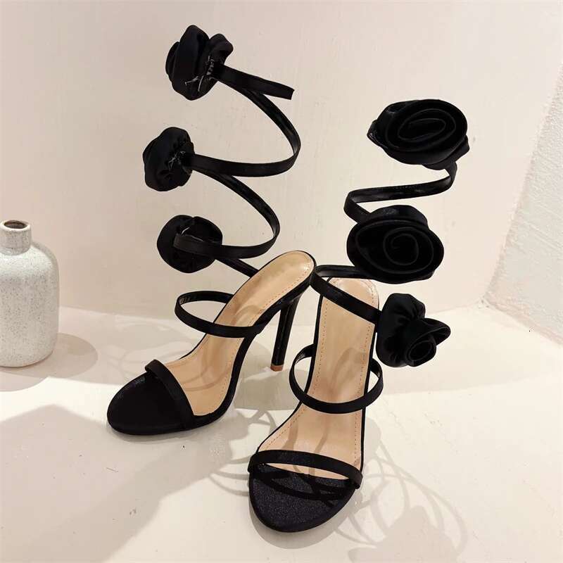 Summer Sexy Silk wer Ankle Strap Sandals Woman Fashion Open Toe Stiletto High Heels Banquet Party Pumps Shoes