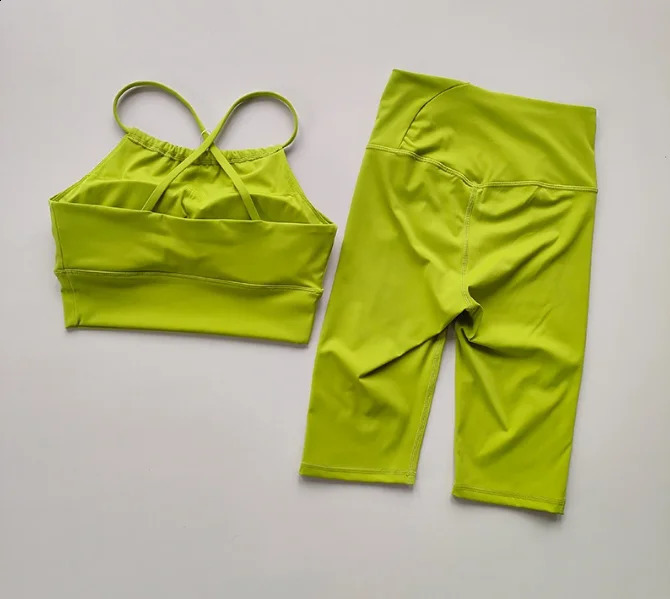Yoga Suit with Back Strap Gather Sports Underwear Sport Bras with Shorts Women Running Fast Dry Training Fitness Cycling Pants 250219