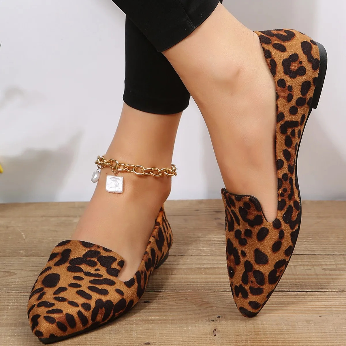 BCEBYL Loafers Flats Leopard Pointed Toe Casual Women Shoes Comfortable Walking Mujer Zapatos Wear-resisting 250122