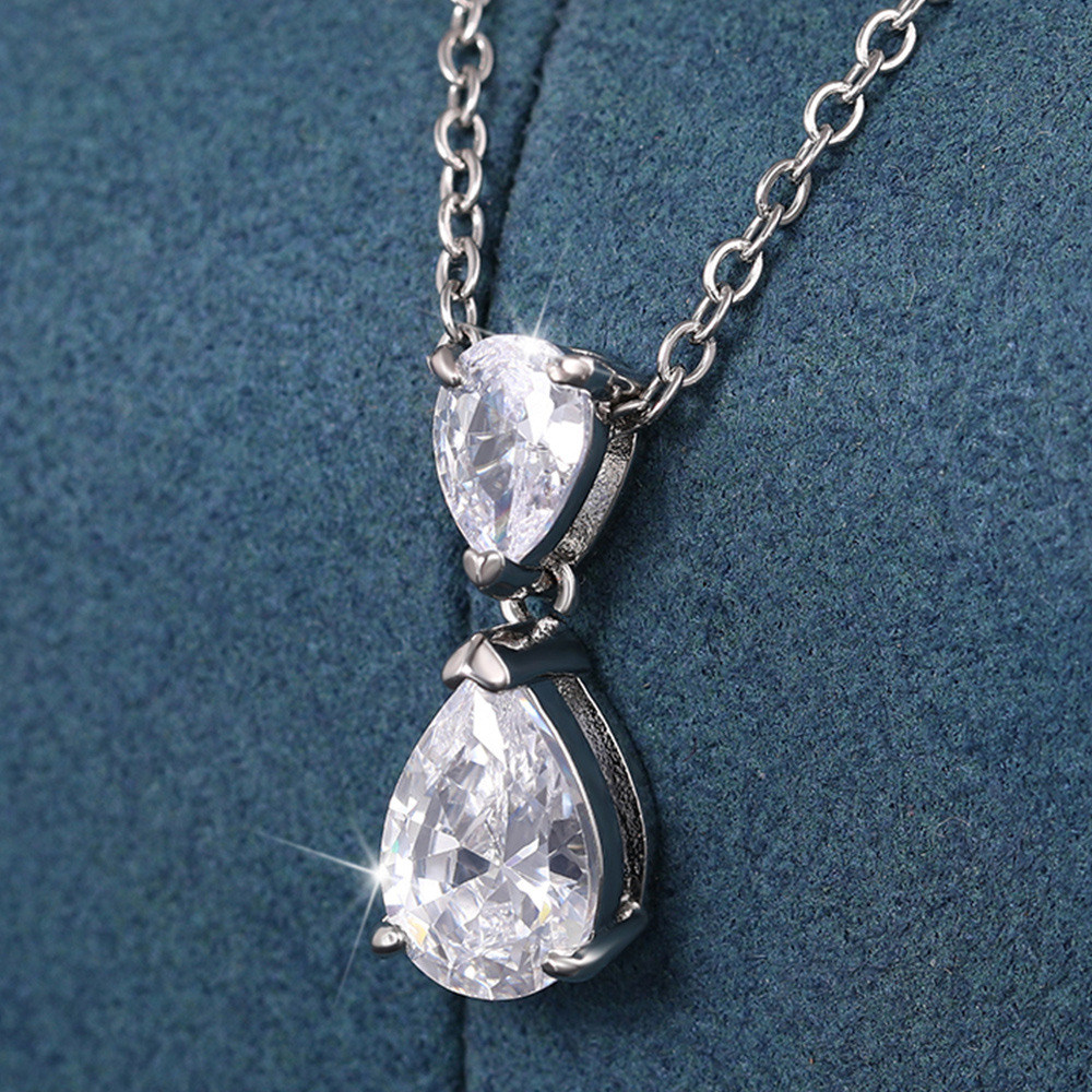 2025 Handmade Ins Top Sell Water Drop Pendant 18k White Gold Fill Pear Cut White 3A Cubic Zircon CZ Diamond Party Women Wedding Clavicle Necklace Gift