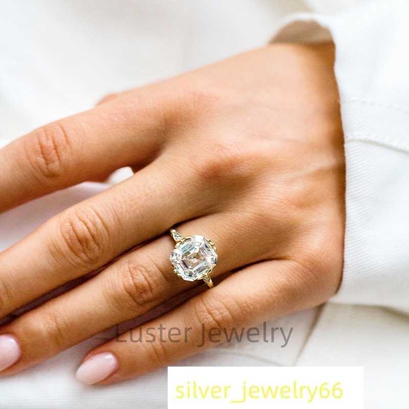 Luster Cathedral Antique Design 10k 14k 18k Yellow Gold GRA DEF 10x10mm Asscher Cut Moissanite Ring