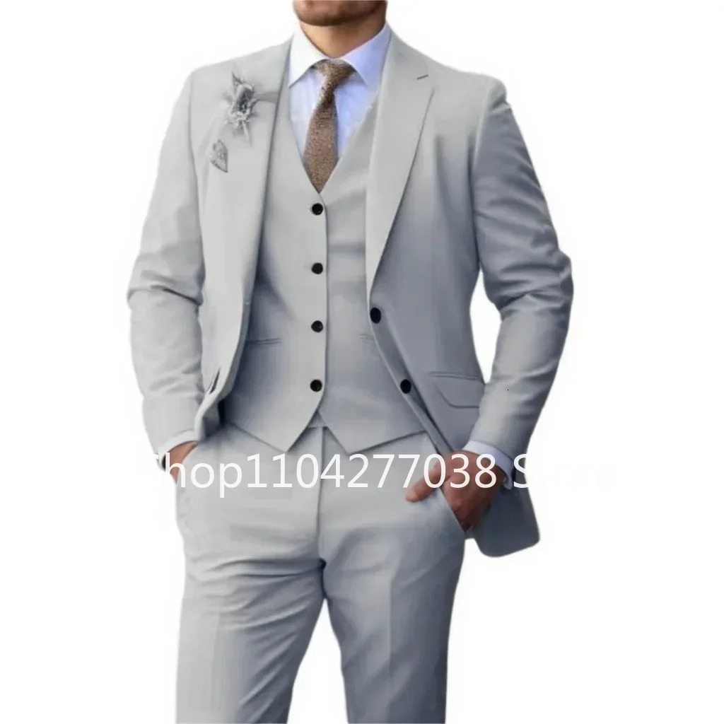 Formal Suit for Men 3piece Blazer Vest and Pant Notched Lapel Fashion Tuxedo Suit for Men Wedding Dresses Business Evening Party 250213