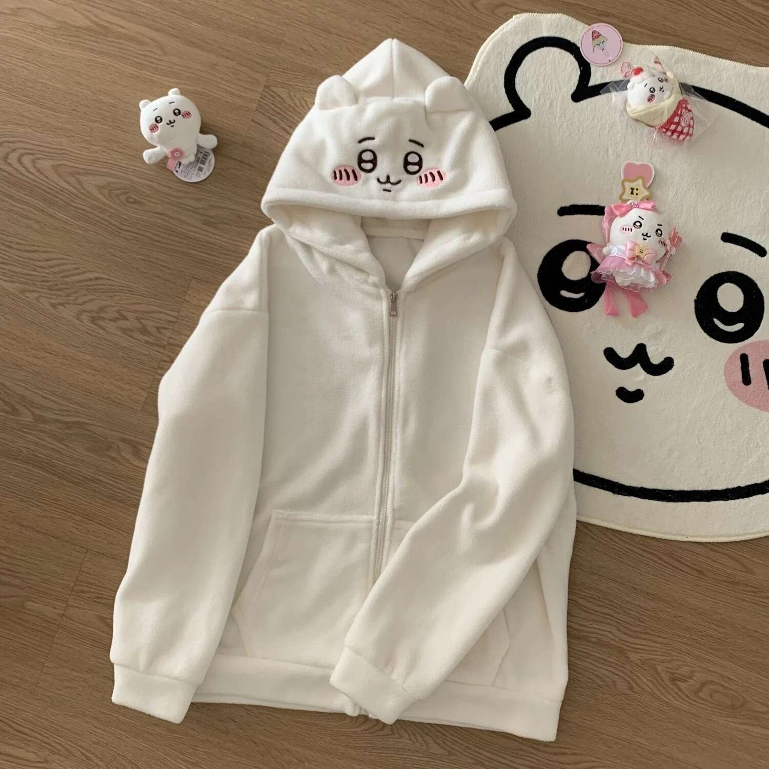 Kawaii Y2K Clothes Zipper Jacket Womens Fashion Haruku Gothic Cartoon Anime Embroidery Oversized Hoodie Sweatshirt