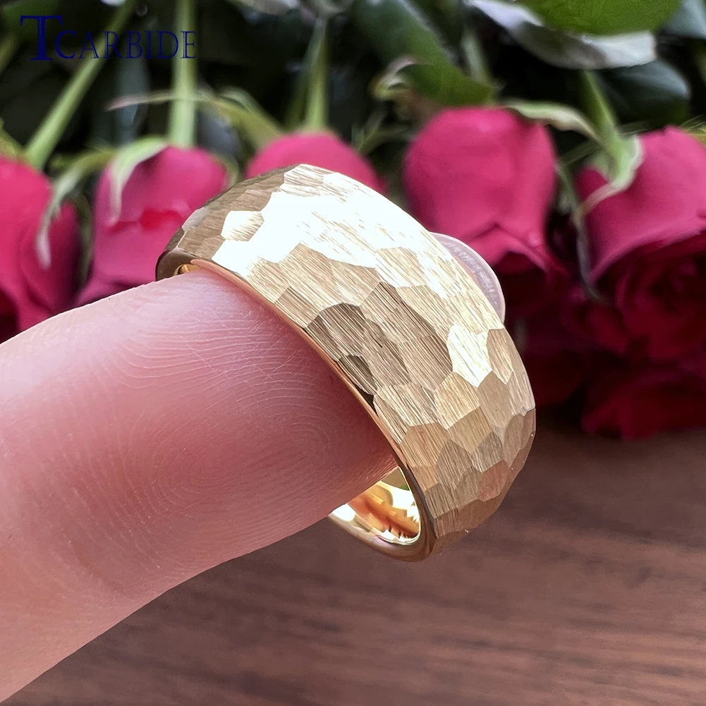 4MM 6MM 8MM Multicolor Men Women Tungsten Wedding Ring Multi-Faceted Hammered Brushed Finish Fashion Gift Jewelry Comfort Fit 250218