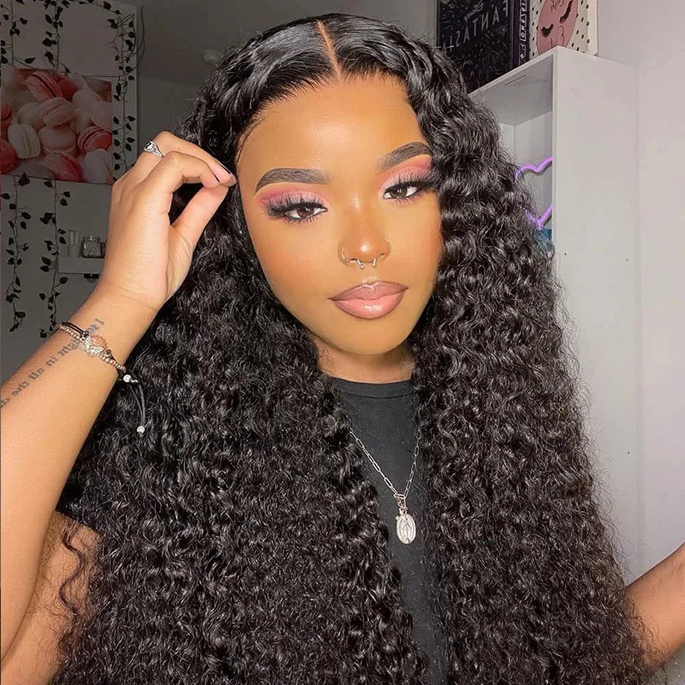 360 Full Lace Wig Human Hair Pre Plucked Deep Curly Lace Front Human Hair Wig Curly HD Transparent Lace frontal Wig