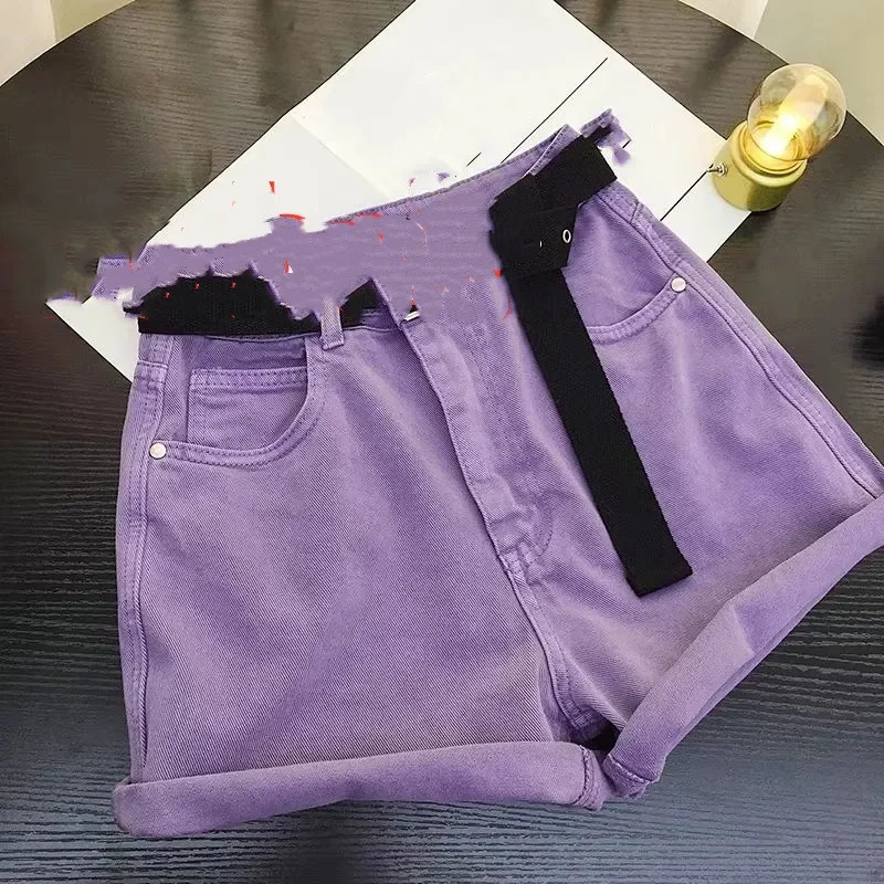 Womens summer denim solid press fit high waist wide leg casual streetwear fashionable slim fit simple 250214