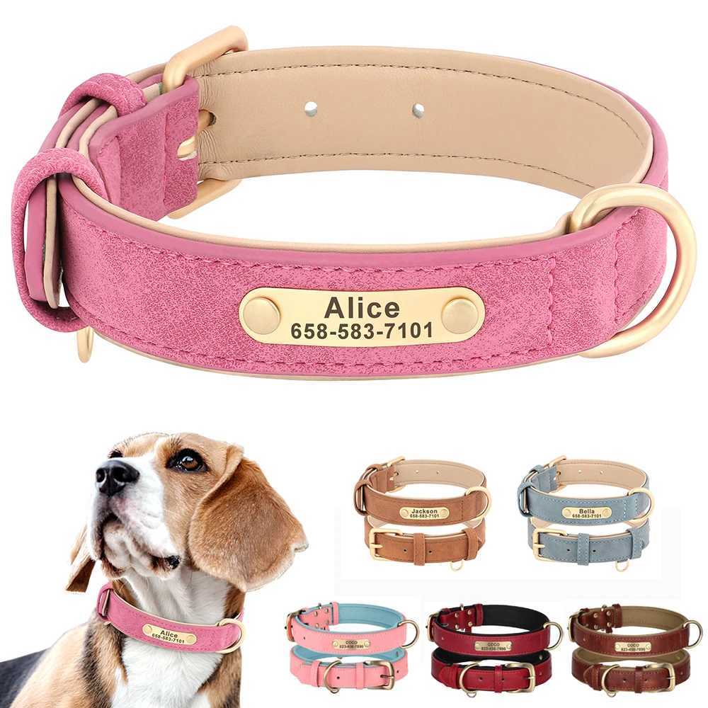 Personalized Dog Collar Custom PU Leather Dog Collars Free Engraved Nameplate Tags For Small Medium Large Dogs Pitbull LabradorXJ250218