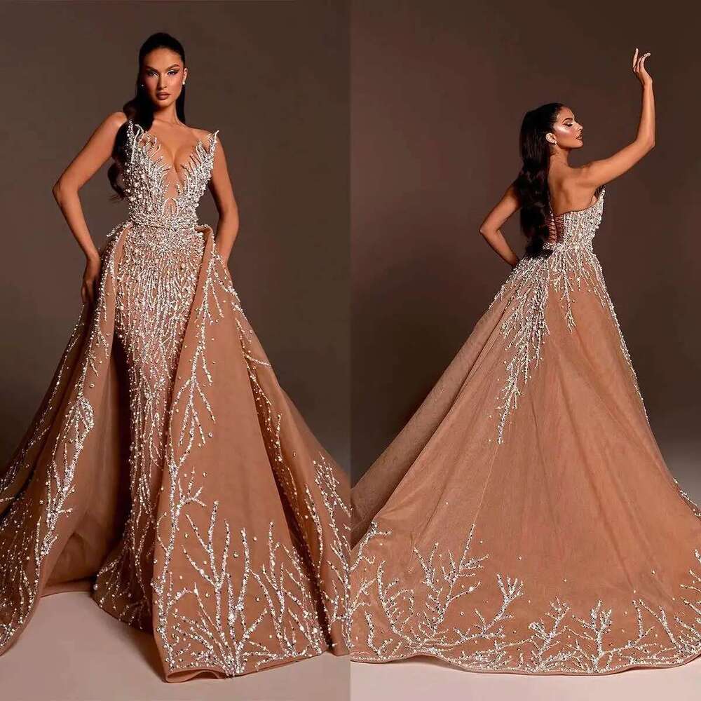 Dresses Mermaid Detachable Spaghetti Strap Pearls Sequins or-Length Princess Bride Wedding Dress Custom Made