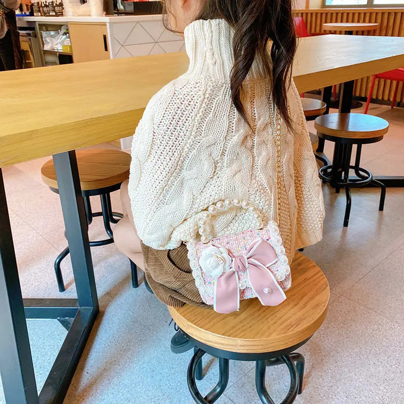 Girls Crossbody Bag Flower Pearl Handbag Bow-knot Rabbit Shoulder Pocket Coin Purse Kids Princess Messenger Bag Birthday Gift 250219