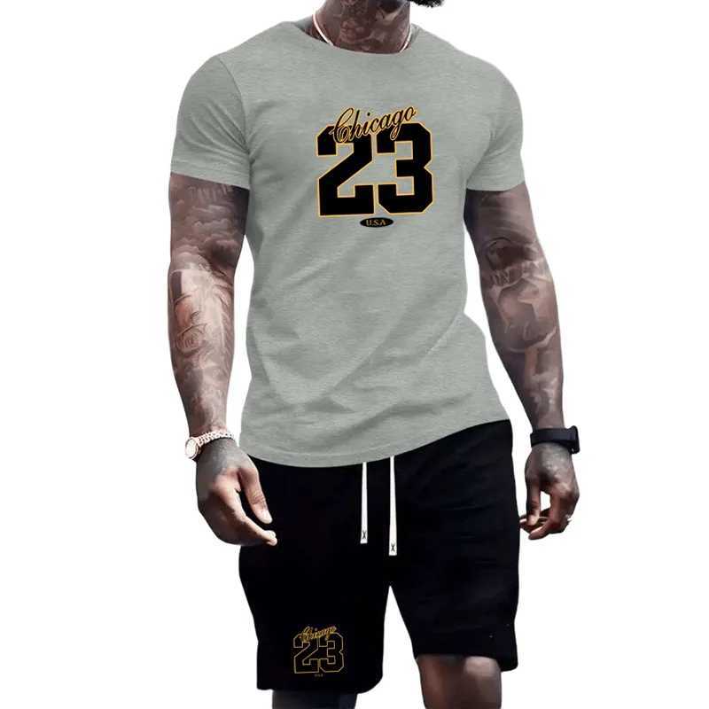 2024 Summer Fashion Mens Sportswear T-shirt Shorts Set Casual Short Sleeve Set Jogging Fitness Clothing Brand ClothingXJ250218