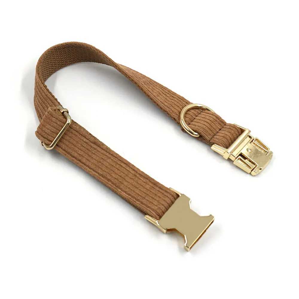 Brown Corduroy Dog Harness and Leash Set Luxury Designer Personalized Collar for Small Large Dogs Walking Lead Set with Poop BagXJ250218