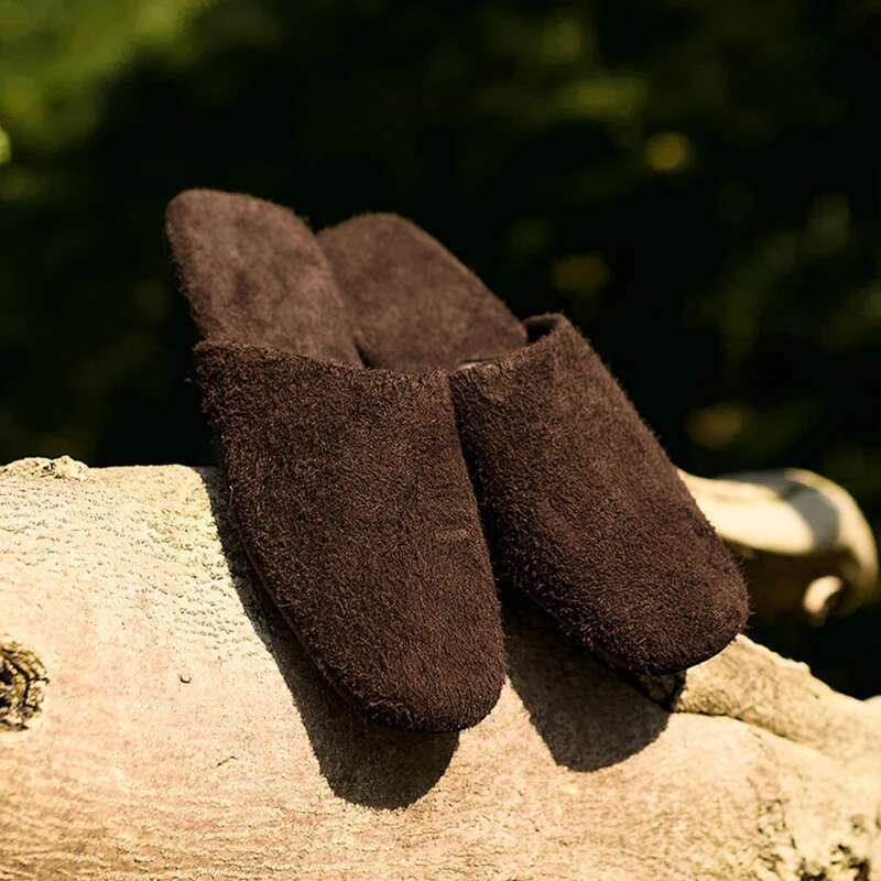 Genuine women mules slip on suede leather slippers