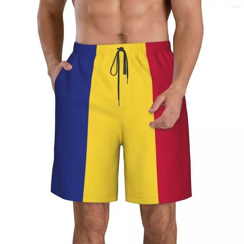 Men's Shorts 3D Romanian flag graphic beach shorts mens Romanian badge board shorts summer swimsuit Hawaiian swim shorts surfing ice shorts z2502