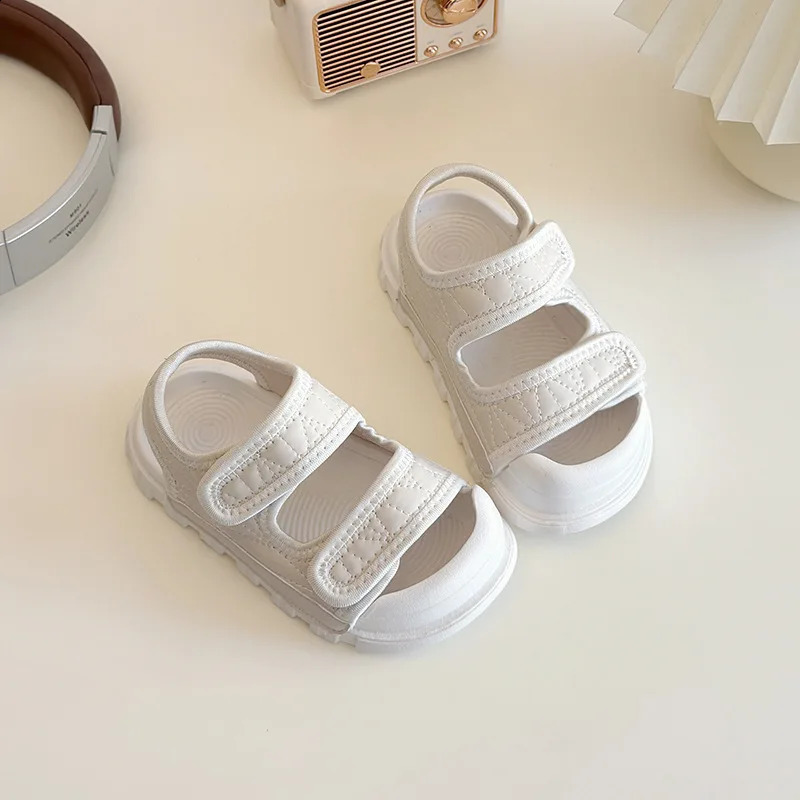 Childrens Casual Sandals Flat Shoes Childrens Summer Beach Shoes Girls Safety Hats Solid Color Sprots Sandals I01242 250219