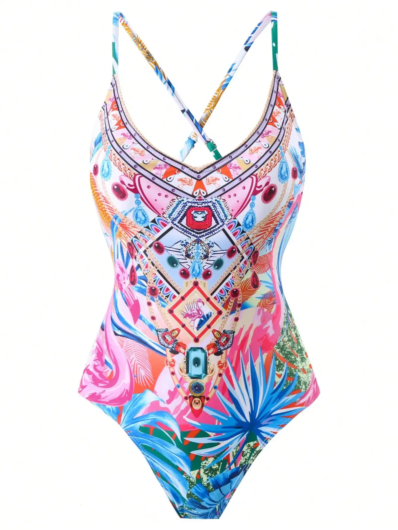 positioning printed onepiece swimsuit yarn skirt twopiece set 250219