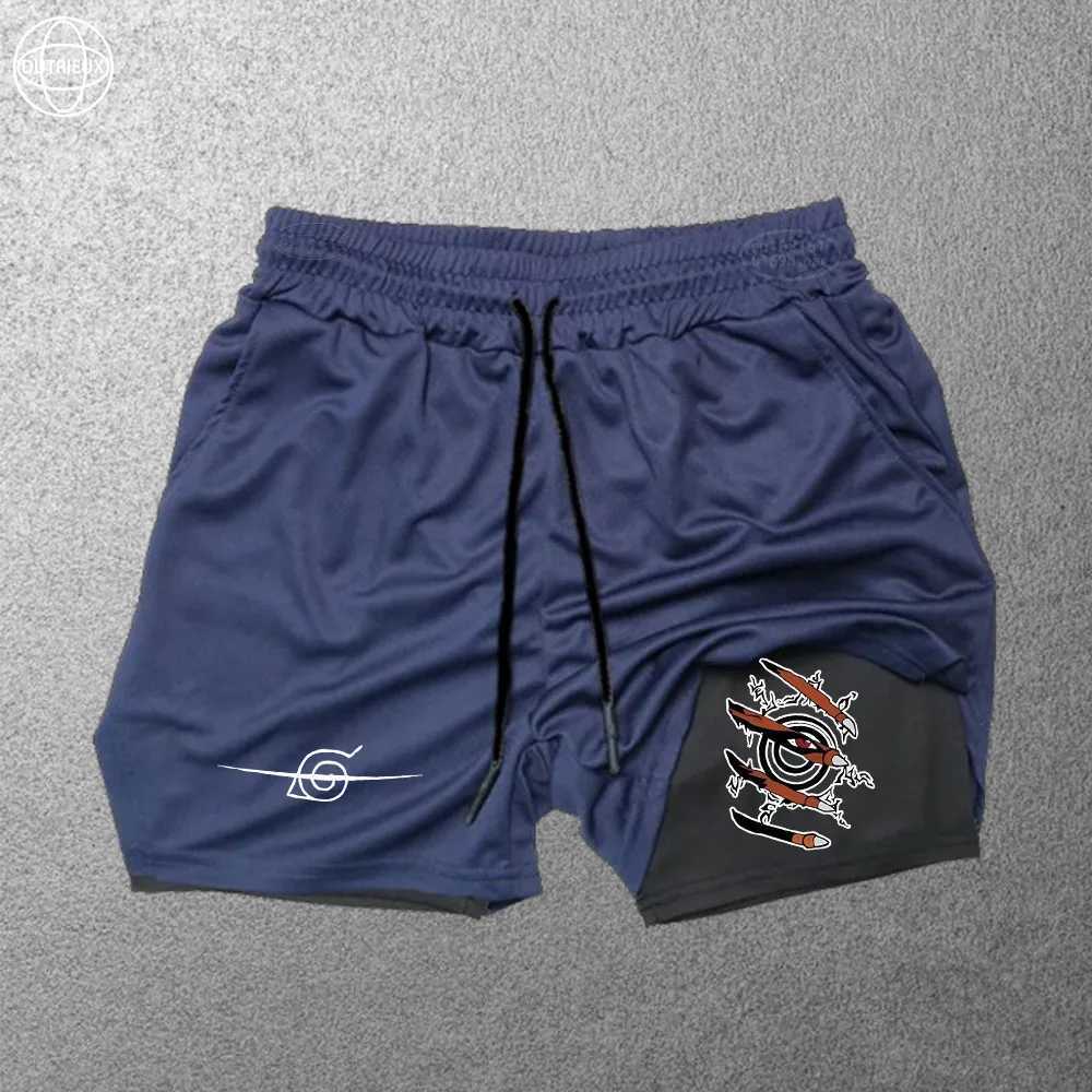 2024 New Mens Fitness Training Tights Printed Summer Two-in-One Quick-Drying Gym Jogging Shorts Outdoor Sportswear M-3XL W250219