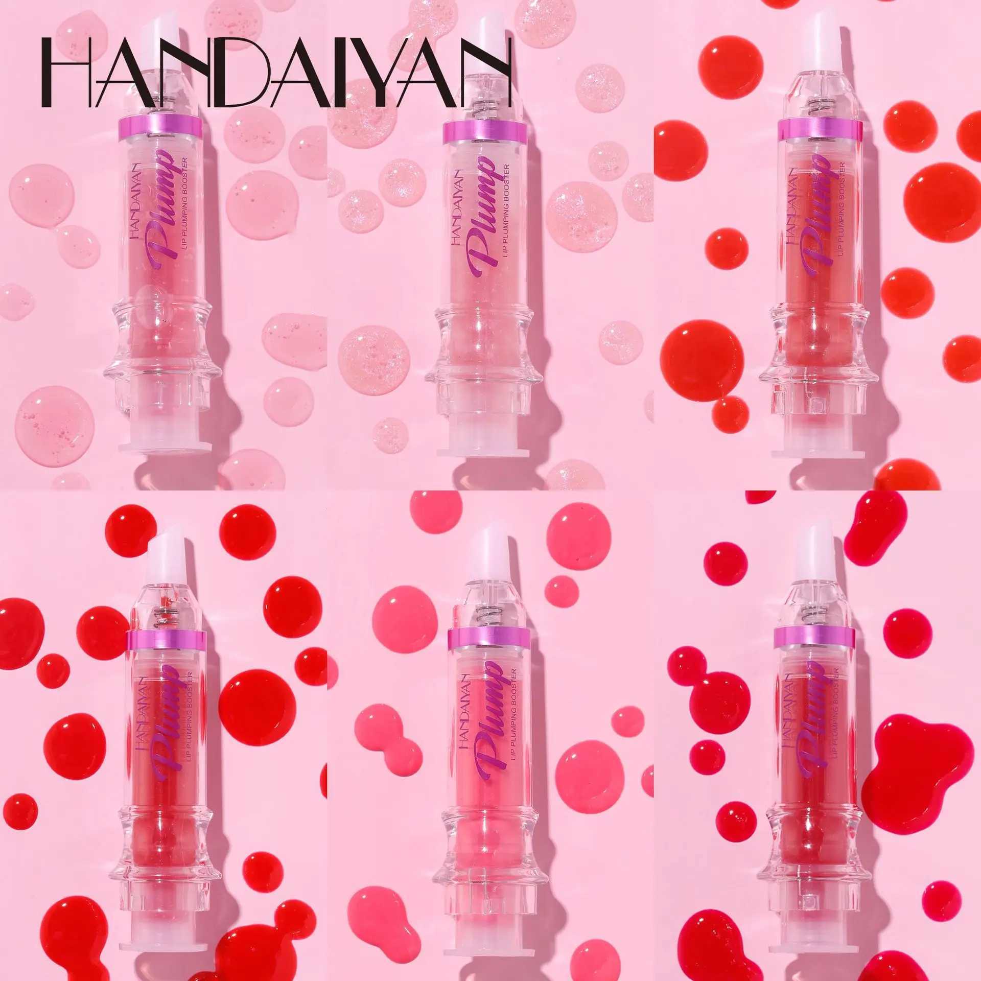 Handaiyan Lip Plumping Booster Sexy Plumper Glitter Red Nude Lipstick Liquid Waterproof Moisturize Oil Lipgloss MakeupW250219
