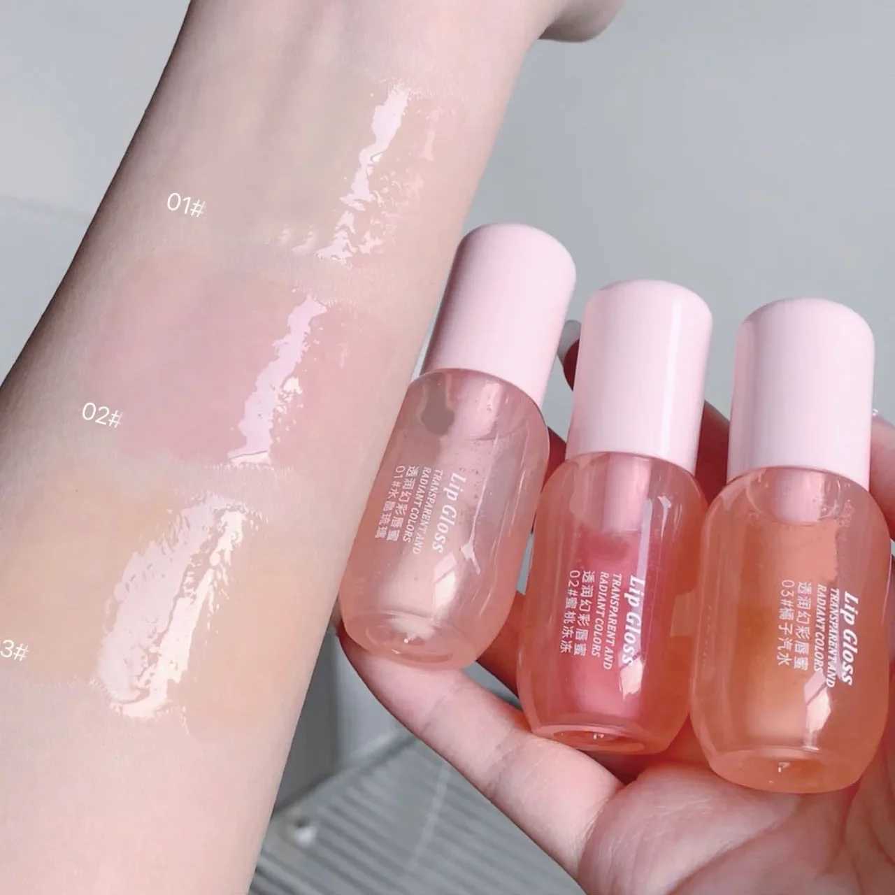 Fruit Crystal Jelly Lip Oil Hydrating Transparent Glass Lip Gloss Plumping Clear Lip Plumper Serum Lips Care Makeup CosmeticsW250219