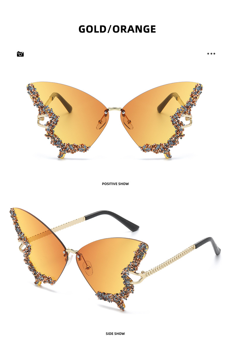 2025 new butterfly shaped diamond studded sunglasses for women's fashion personality exaggerated sunglasses European and American internet celebr