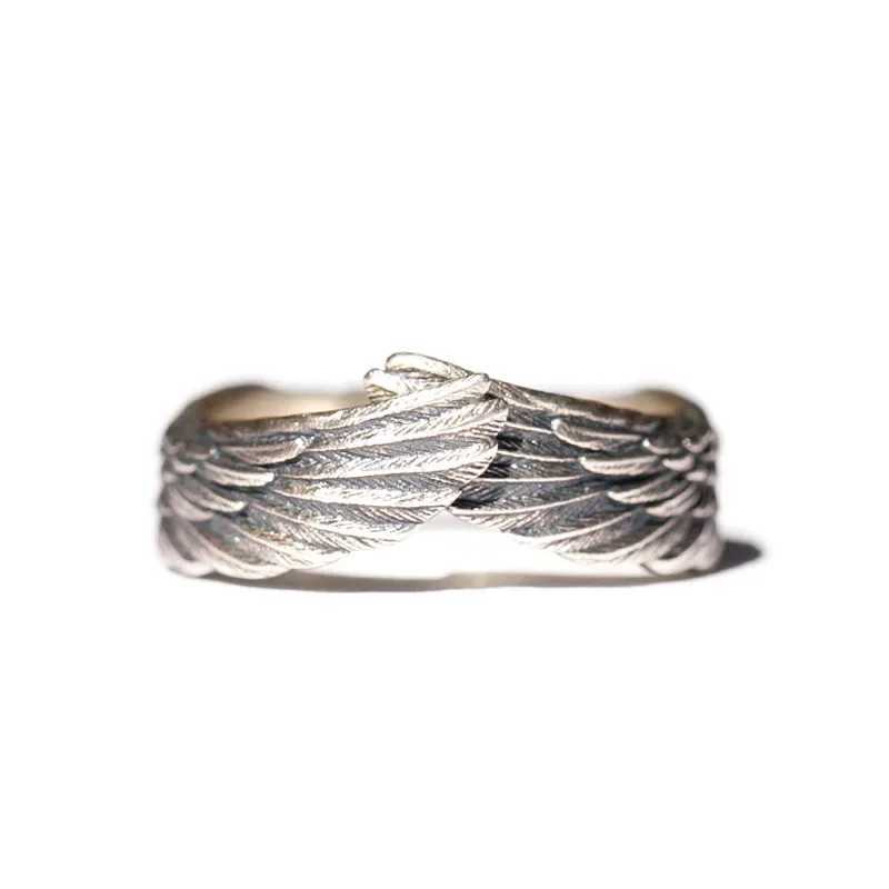 Guardian Angel Wings Hug Ring for Women Retro Punk Stainless Steel Jewelry Adjustable Lucky Amulet Finger Accessories GiftsXJ250219