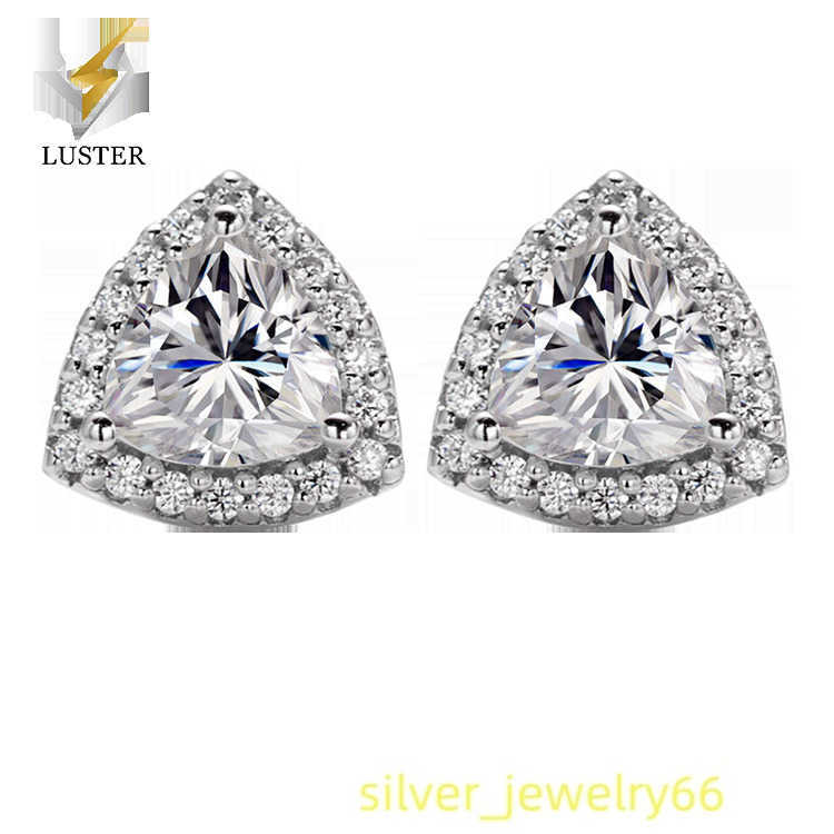 Diamond Jewelry VVS 925 Sterling Silver 0.5 Carat Fancy Trillian Moissanite Stud Earrings