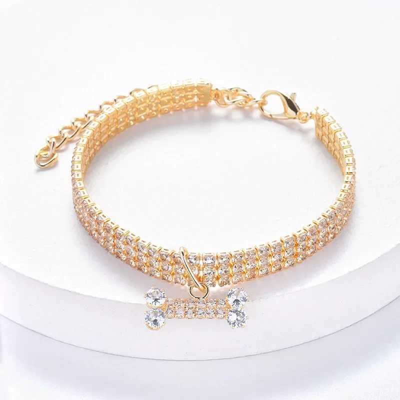 Bling Rhinestone Dog Collar Diamond Pet Cat Necklace Jewelry Suitable For Pets Birthday Party Decoration Supplies Accessories W250219