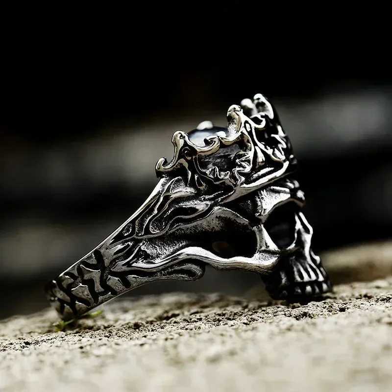 Gothic Skull Crown Open Adjustable Ring Personalized Mens Punk Rock Alternative Trend Cool Ring JewelryXJ250219