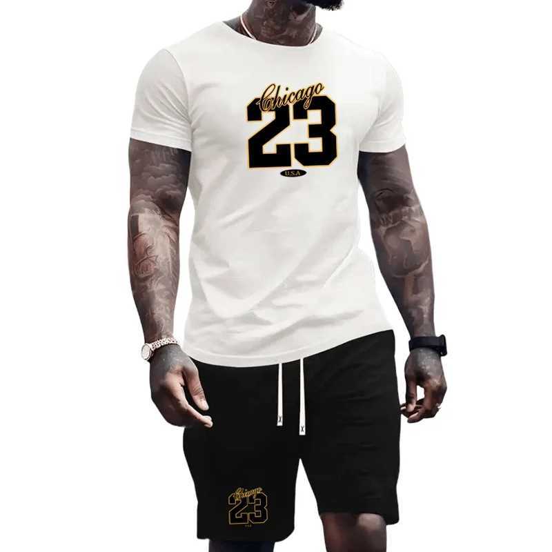 2024 Summer Fashion Mens Sportswear T-shirt Shorts Set Casual Short Sleeve Set Jogging Fitness Clothing Brand ClothingXJ250218