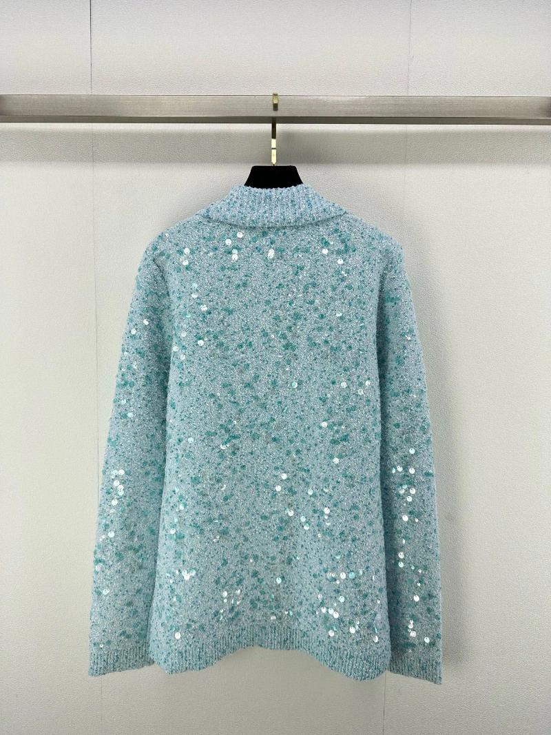 Womens Knits Retro Sequined Lapel Cardigan Knitted Top 2025 Spring Festival High-Quality Soft Comfortable Temperament Versatile