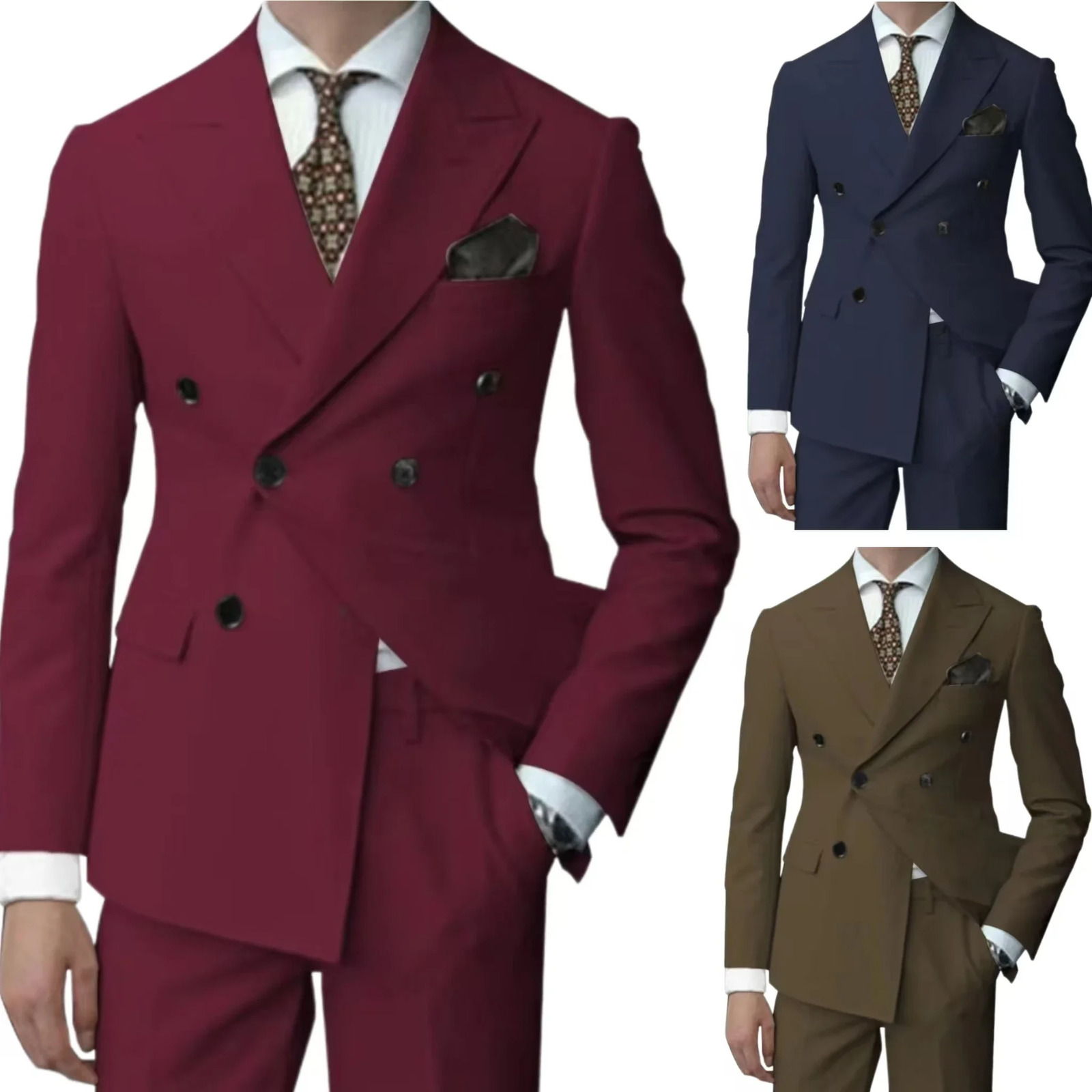 3 Pieces Blazer Vest and Pants Setfitted Tuxedo for Groomsmendouble-breasteddress Suit for Men Suits for Men 250213