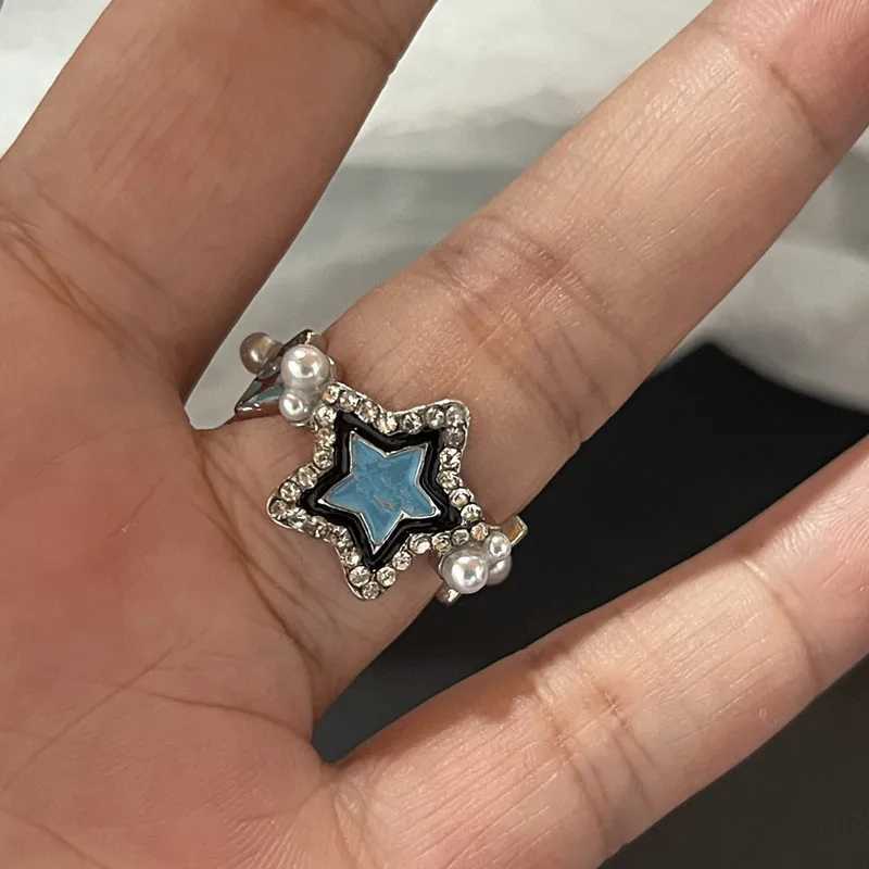 Kpop Y2K Punk Vintage Crystal Heart Star Ring Irregular Geometry Rings Set For Women Girl Fashion Korea Goth Jewelry AccessoriesXJ250219