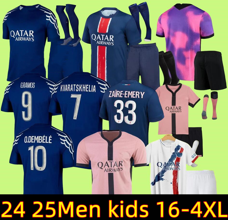 Size 16-4XL 2024 2025 MBAPPE soccer jerseys ASENSION maillot de foot HAKIMI LEE KANG IN VERRATTI football shirt 23 24 UGARTE Hernandez pSgi. hommes enfants kids