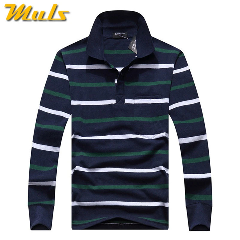 Cotton Polos Men Long Sleeve Mens Polo Shirt Spring Autumn Striped Male Dress Classic Business Father Gift Drop Ship 250219