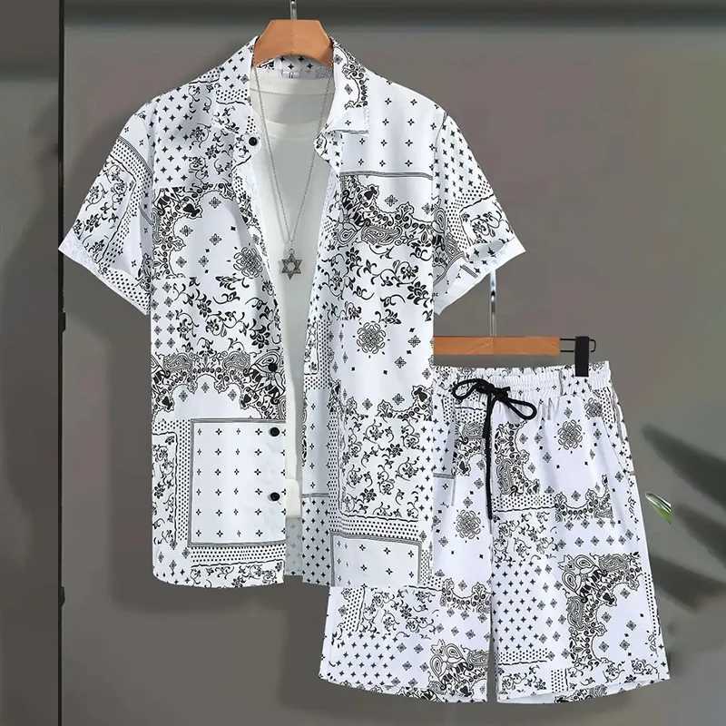 Hawaii Beach Holiday Mens Short sleeved Short sleeved Two piece Paisley Printed Pattern Breathable Set Fashion Mens Party SetXJ250326