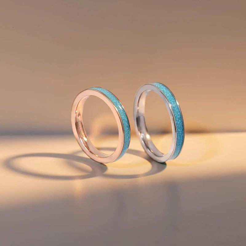 TIGRADE 3MM Ring Blue Turquoise Engagement Wedding Band for Women Fashion Finger Rings Party Jewelry Gift 250213