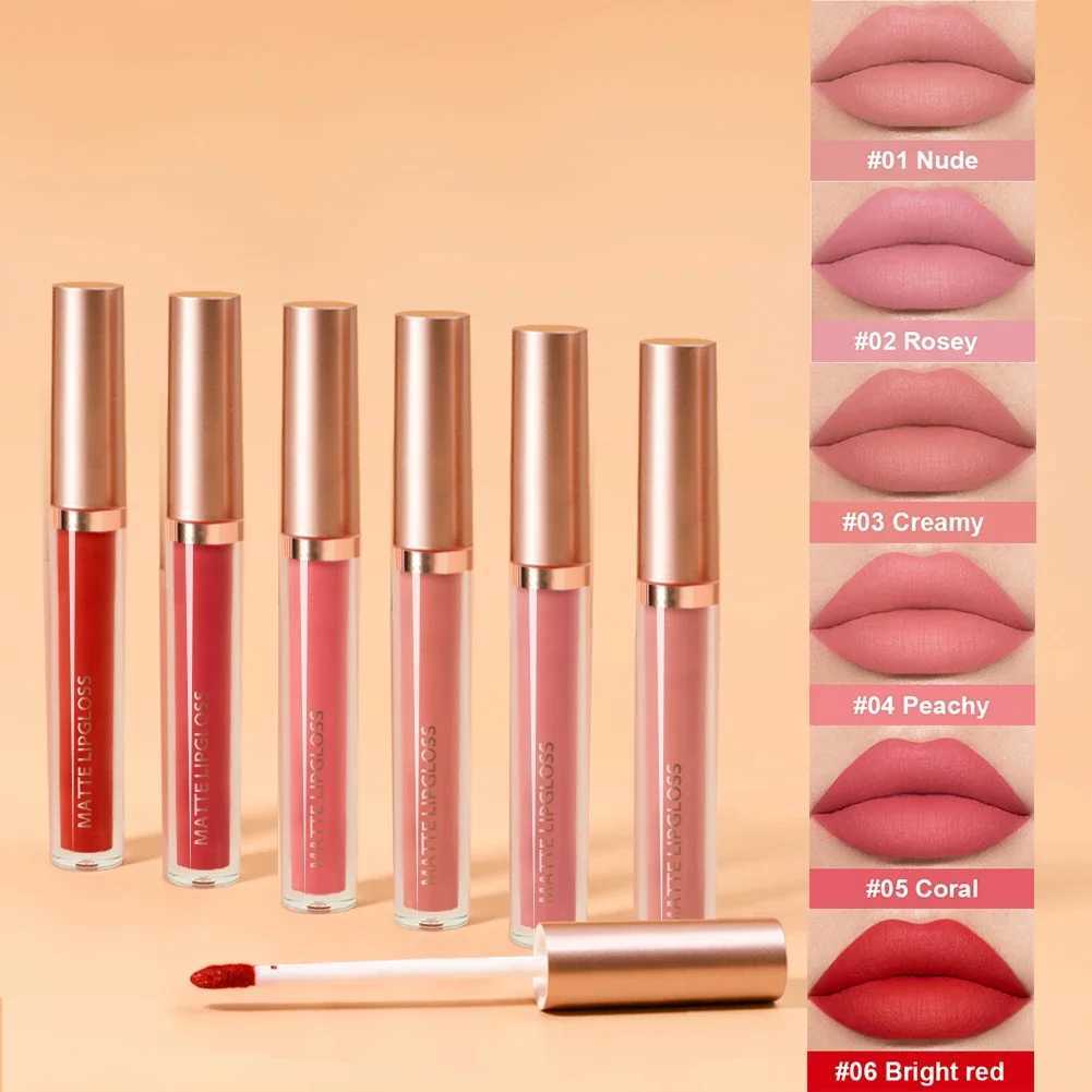 6Set Matte Lip Gloss AB two sets Not Stained with Cup Mouth Red Lip Gloss Moisturizing Long Lasting Not Easy To Fade Lip GlossW250219