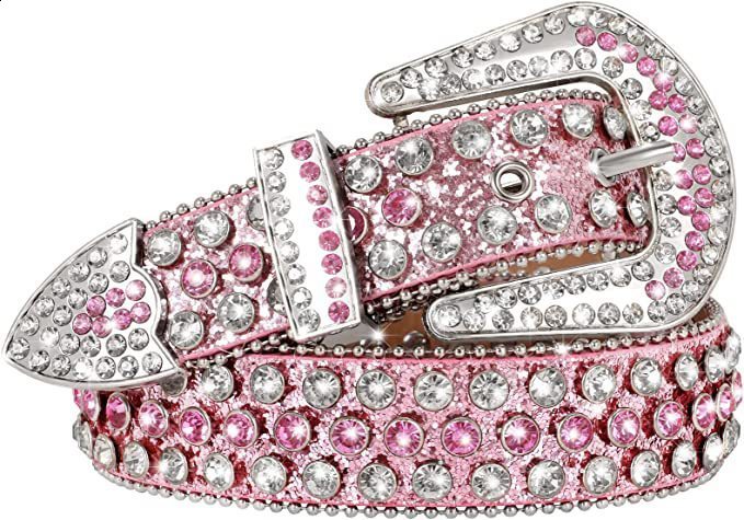 Belt womens rivet alloy water diamond inlaid diamond needle buckle three piece set punk style hip-hop trend241119